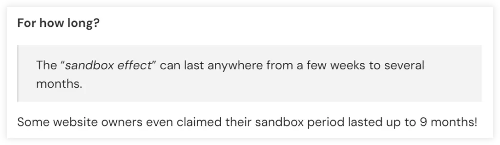 How long can Google Sandbox last SEJ quote