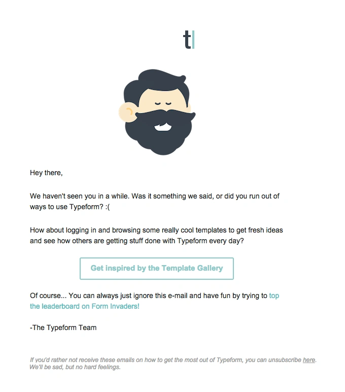 email tái tương tác từ typeform