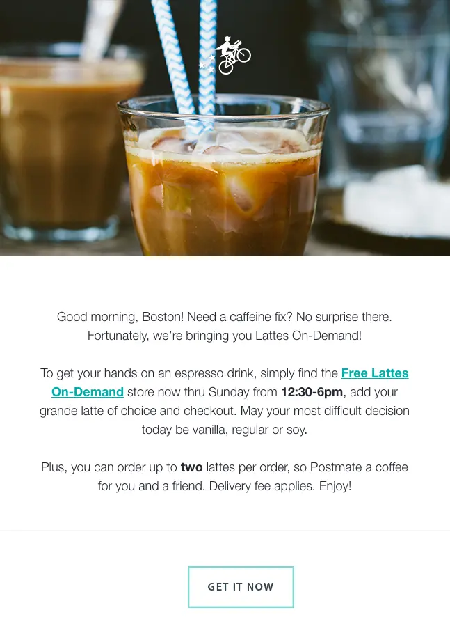 free lattes concise email language